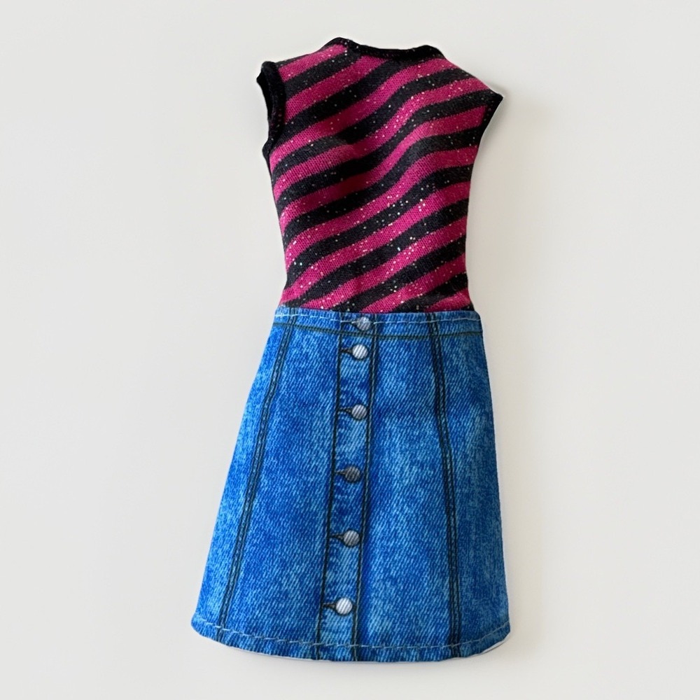Barbie Mattel Replacement Clothes Modern Fashionista Denim Look Striped Shirt